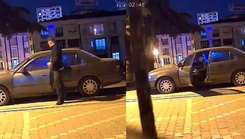 Park Halindeki Otomobili Saniyeler İçinde Çalan Hırsızın Kameralara Yansıyan Anları